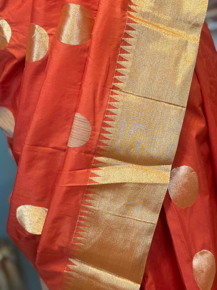 Orange Navy Pure Paper Silk