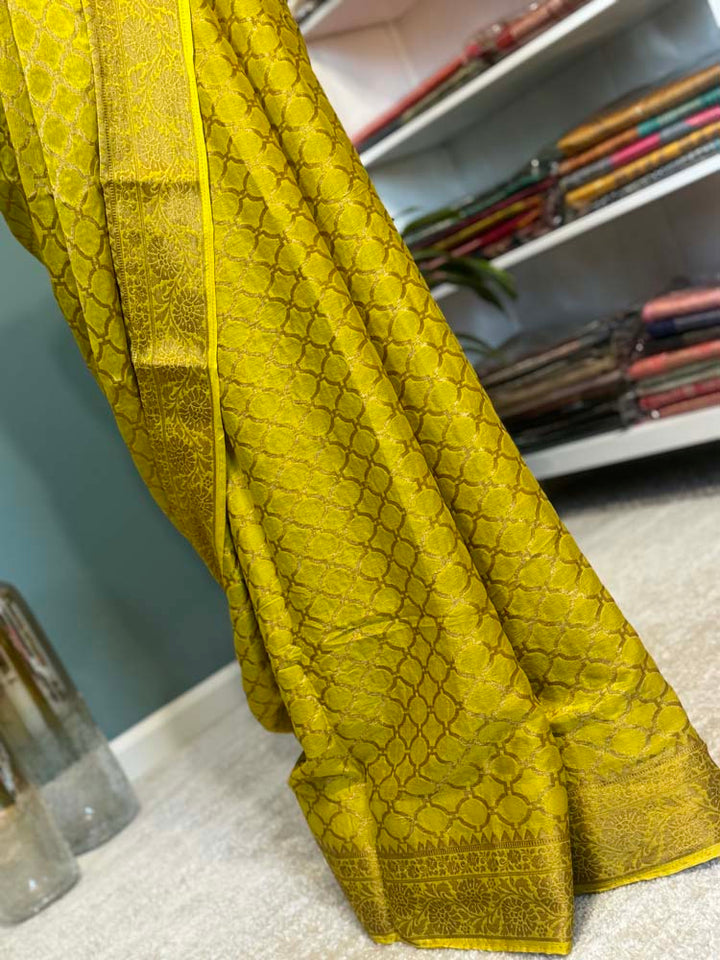 Neon Yellow Georgette Saree