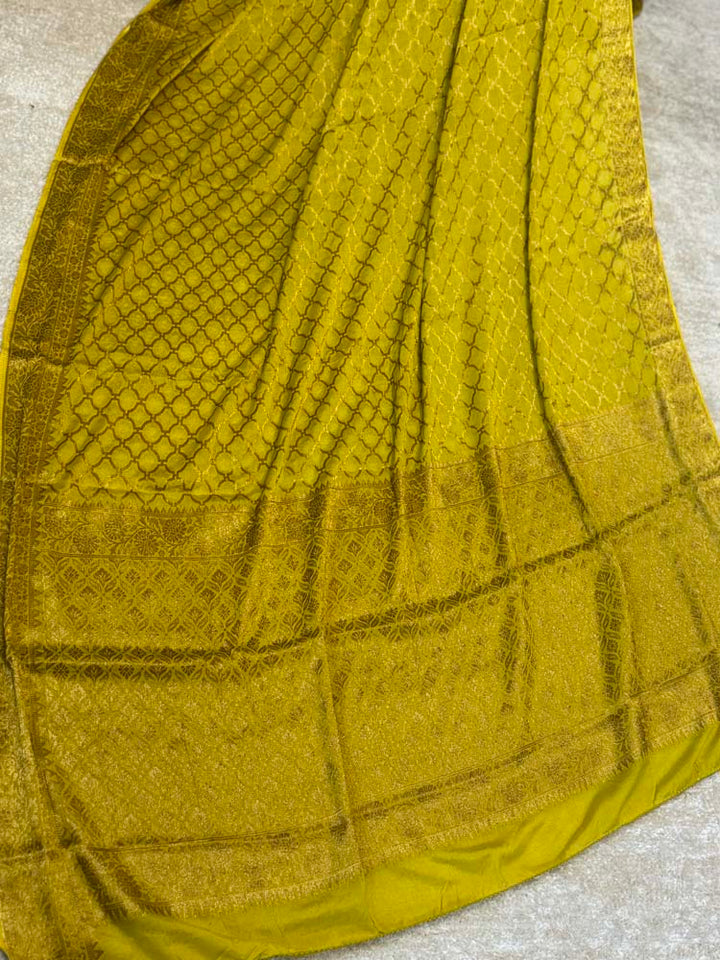 Neon Yellow Georgette Saree