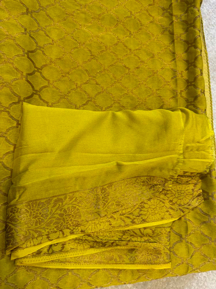 Neon Yellow Georgette Saree