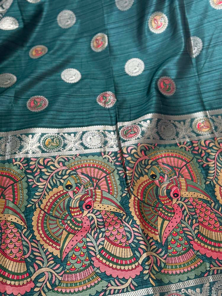 Dark Green Madhubani Silk