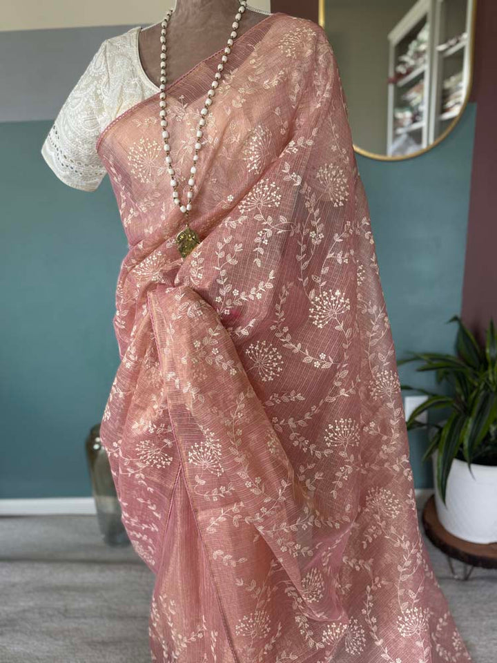 Pink Pure Tissue Kota Saree