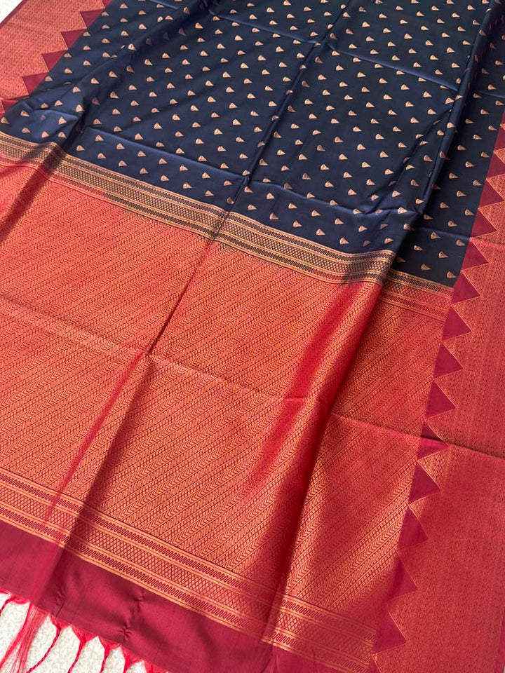 Navy Blue Banarasi Soft Pure Silk Saree