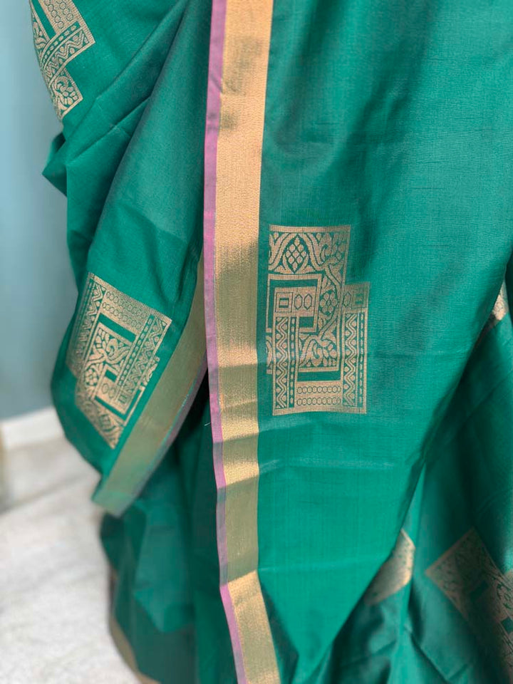 Green Banarasi Soft Silk Saree