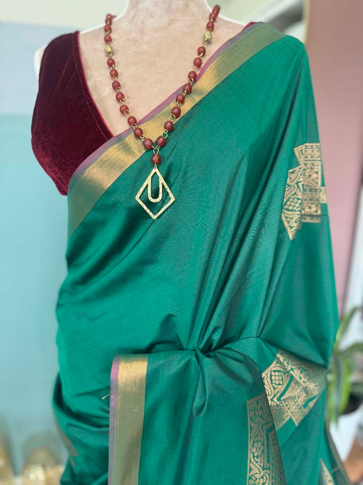 Green Banarasi Soft Silk Saree