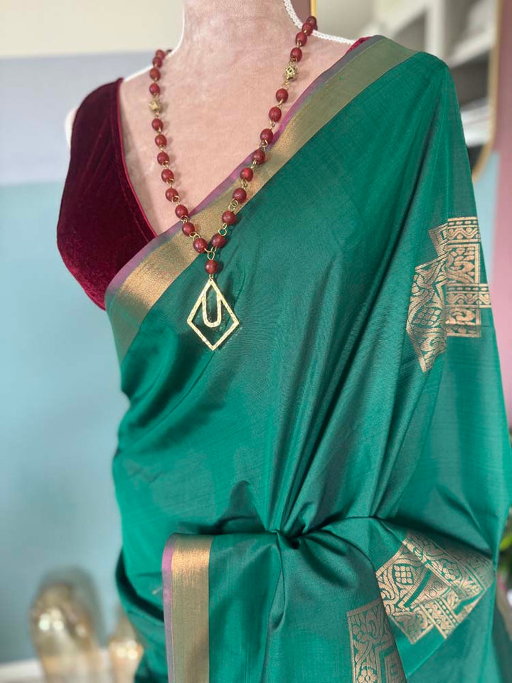Green Banarasi Soft Silk Saree