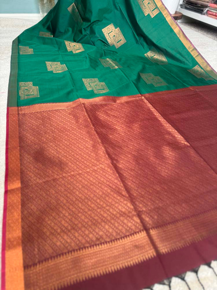 Green Banarasi Soft Silk Saree