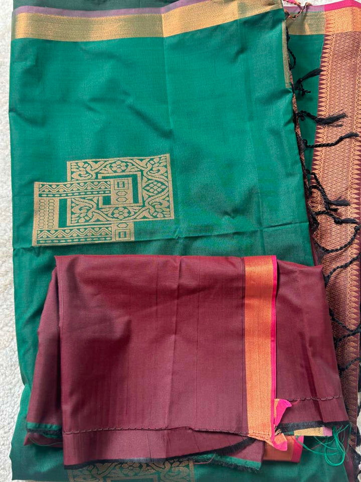 Green Banarasi Soft Silk Saree