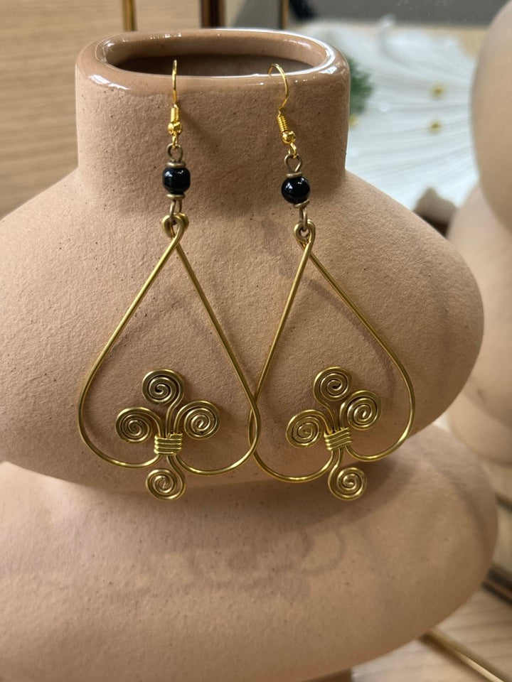 Shaba Bone & Brass Earrings