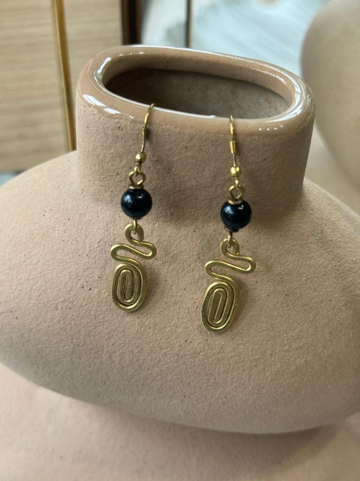 Muziki Beads and Brass Earrings