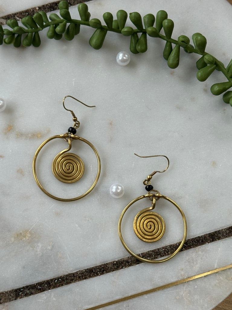 Muziki Beads and Brass Earrings