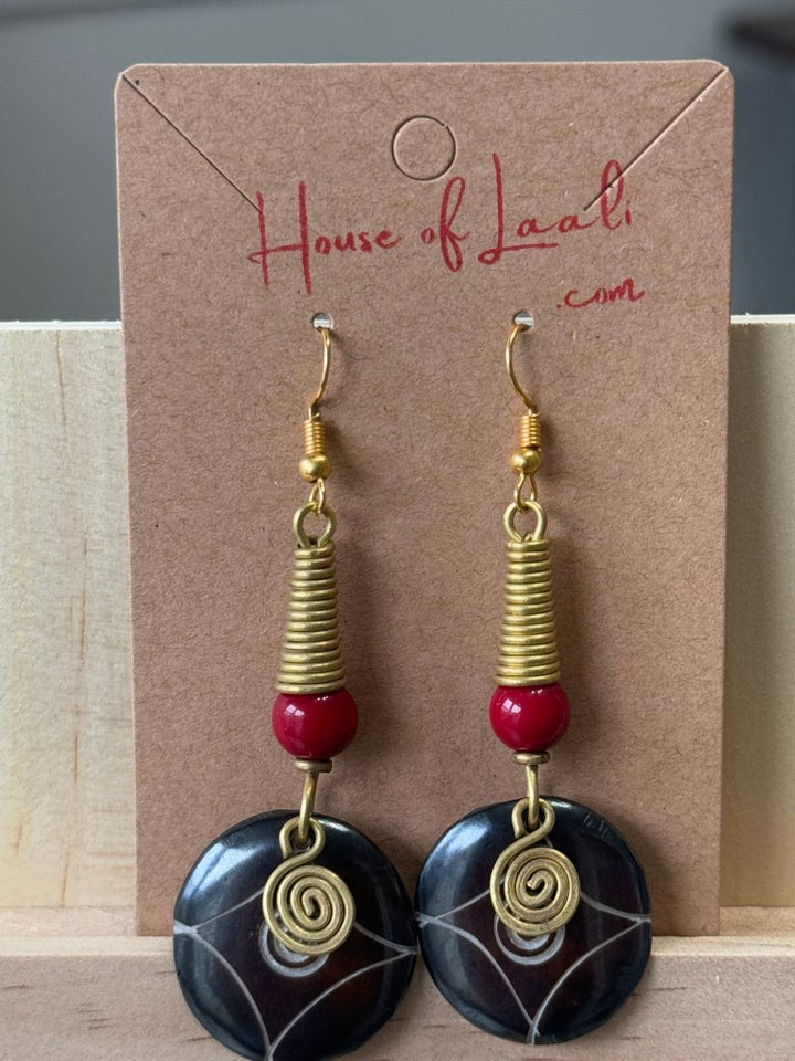 Jamila Bone & Brass Earrings