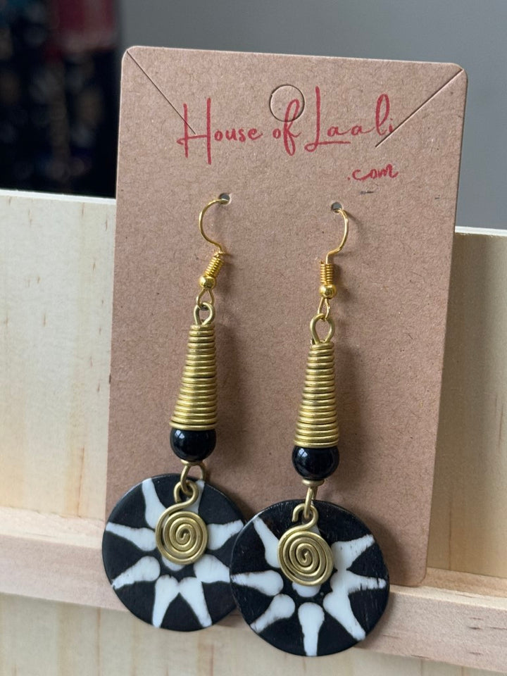 Jamila Bone & Brass Earrings