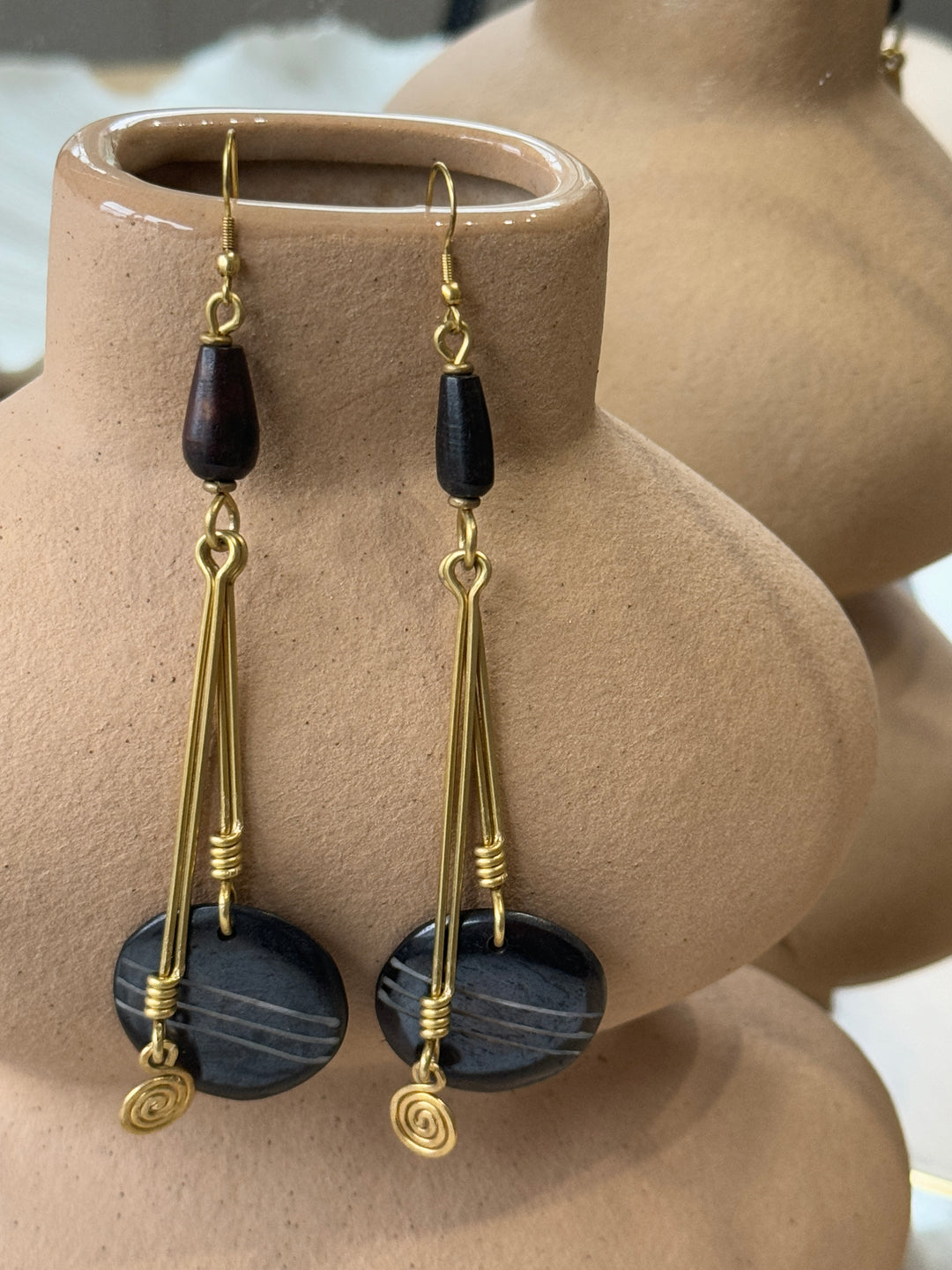 Uhuru Bone and Brass Earrings