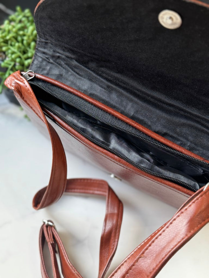 Orange Red Beads Handcrafted African Leather Sling Bag
