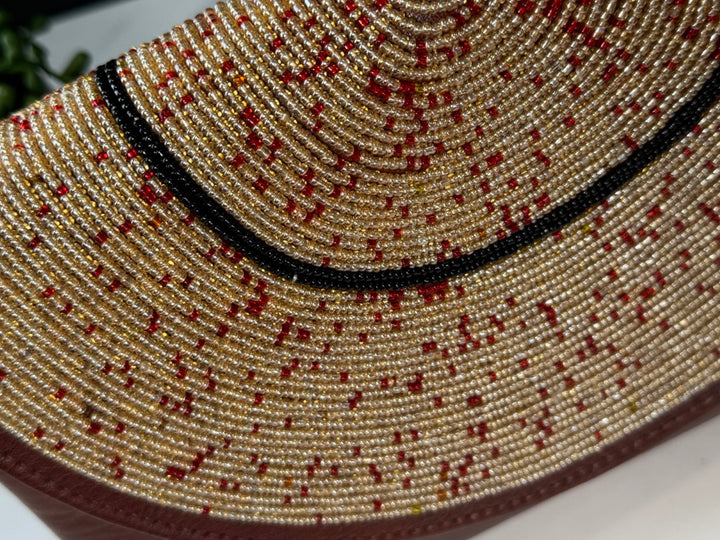 Gold, Red & Black Beads Handcrafted African Leather Sling Bag