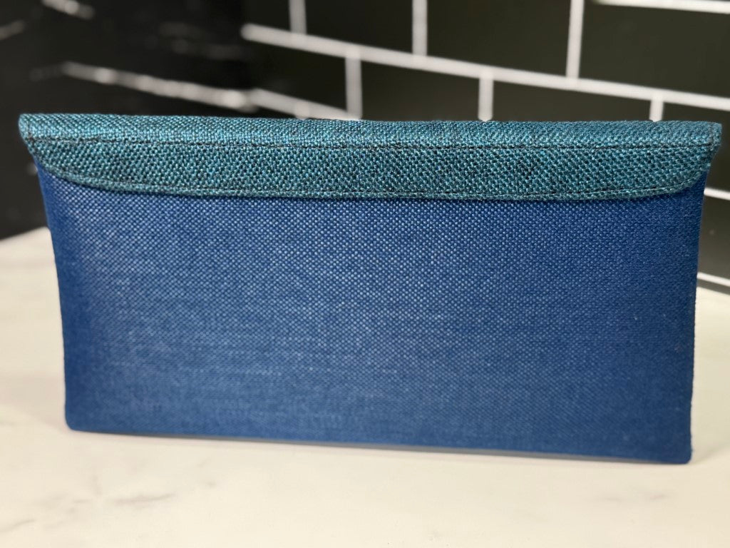 Blue on Blue African Sisal Jute Clutch Bag
