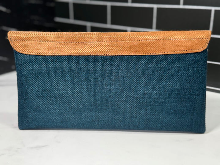 Blue & Gold African Sisal Jute Clutch Bag