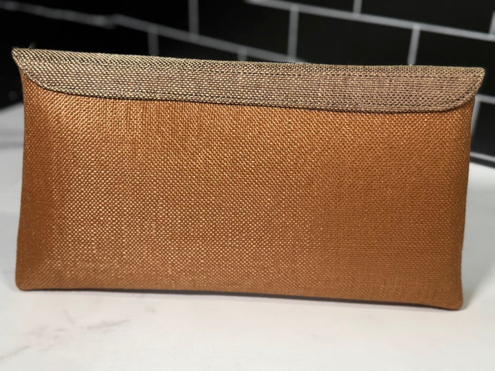 Gold & Beige African Sisal Jute Clutch Bag