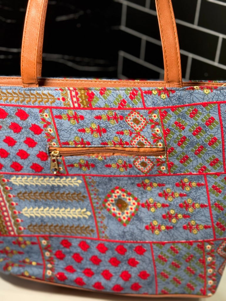 Stylish Blue Fabric Handbag