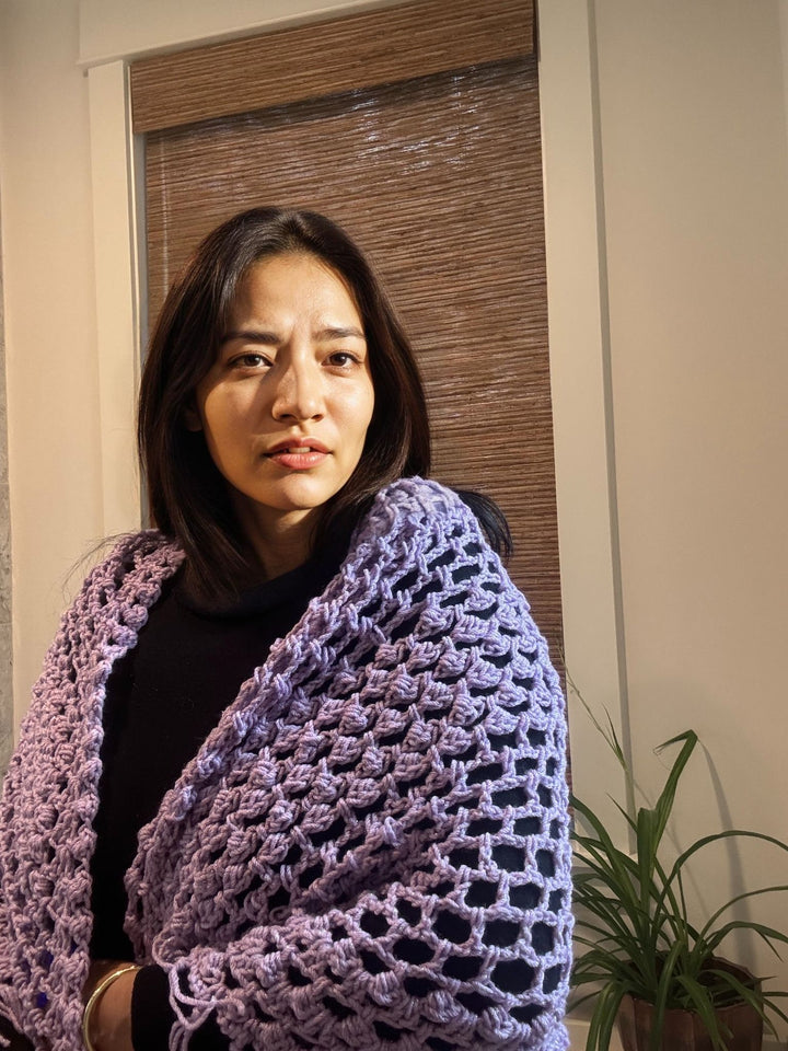 Lavender Handmade Woolen Large Stole
