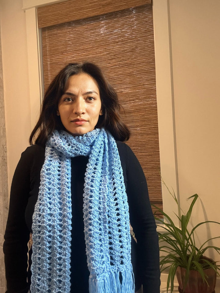 Blue Handmade Woolen Scarf