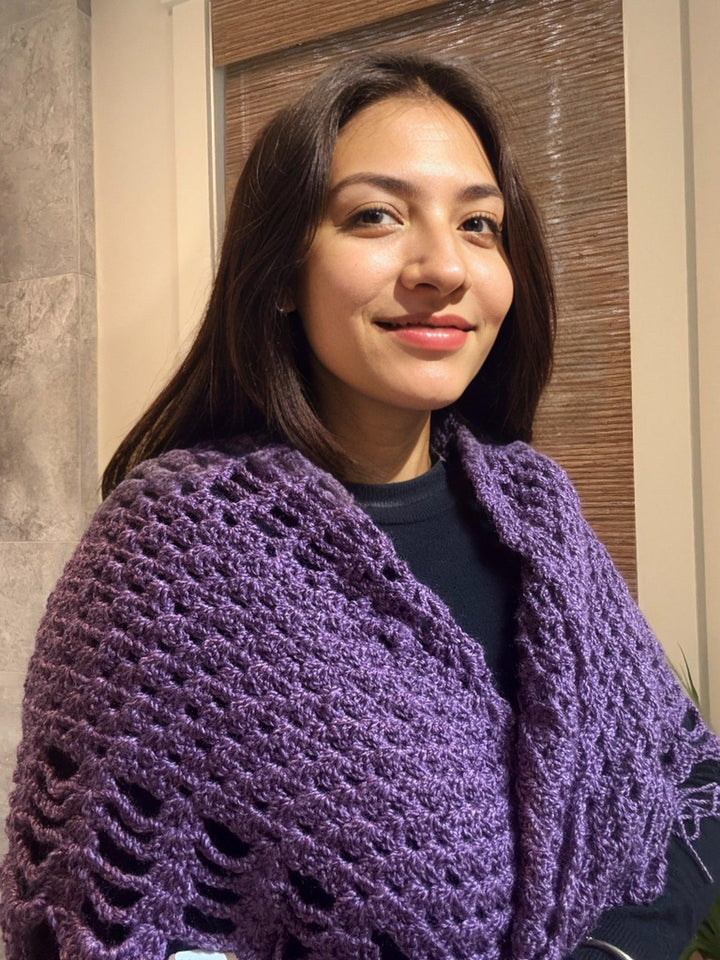Purple Handmade Woolen Large Stole