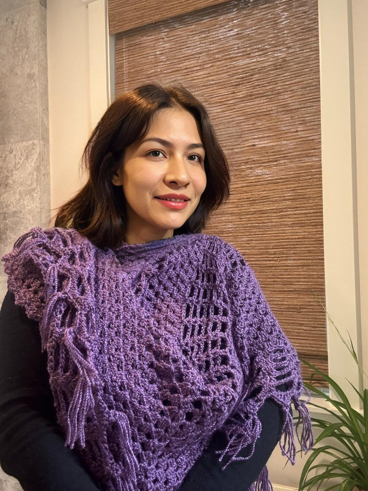 Purple Handmade Woolen Large Stole