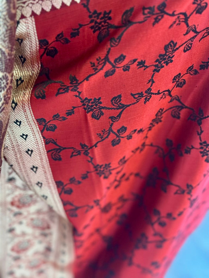 Red Banarasi Tanchoi Silk Saree