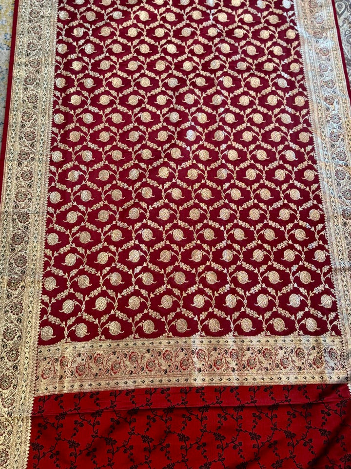 Red Banarasi Tanchoi Silk Saree