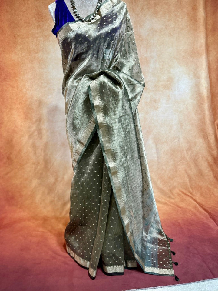 Bottle Green Soft Tissue Silk Saree