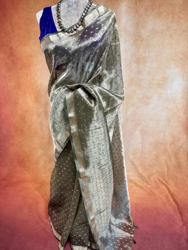 Bottle Green Soft Tissue Silk Saree