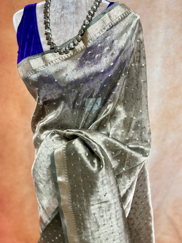 Bottle Green Soft Tissue Silk Saree