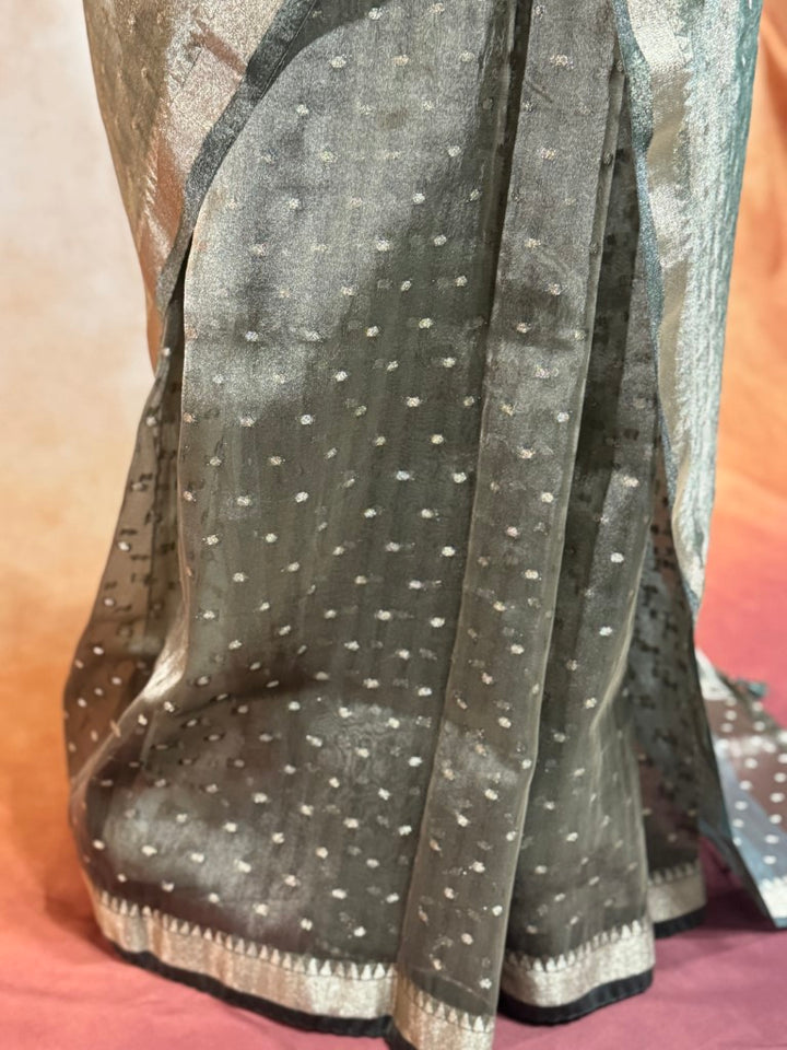 Bottle Green Soft Tissue Silk Saree