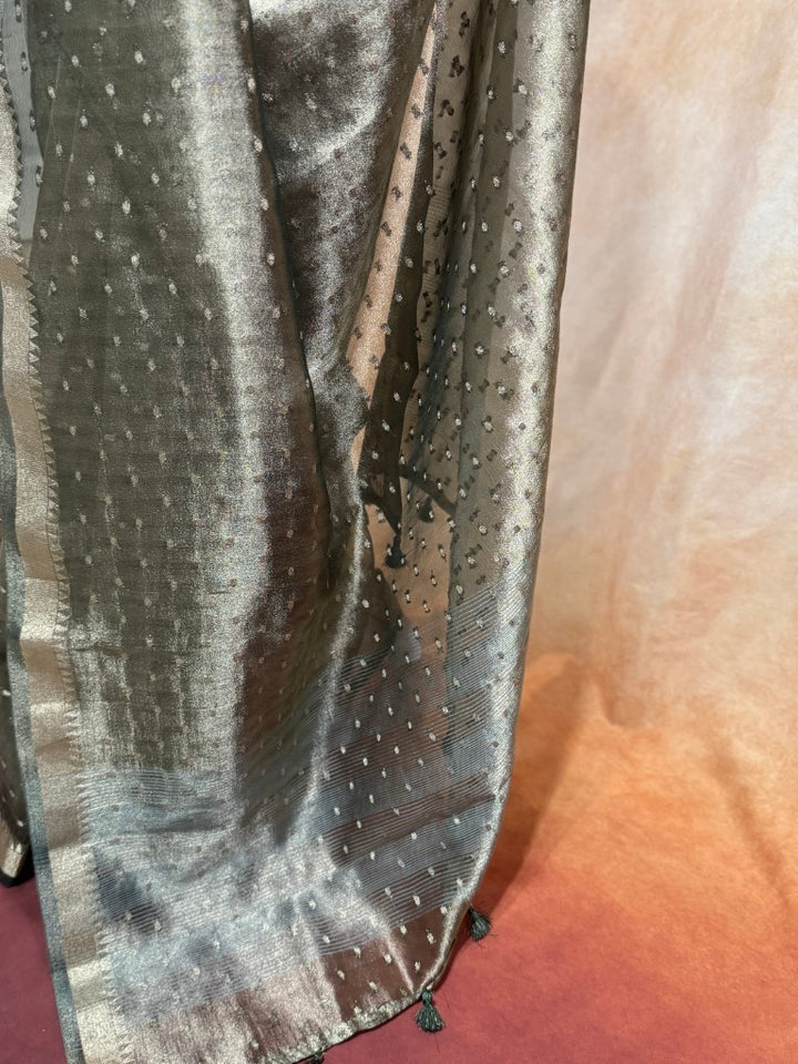 Bottle Green Soft Tissue Silk Saree