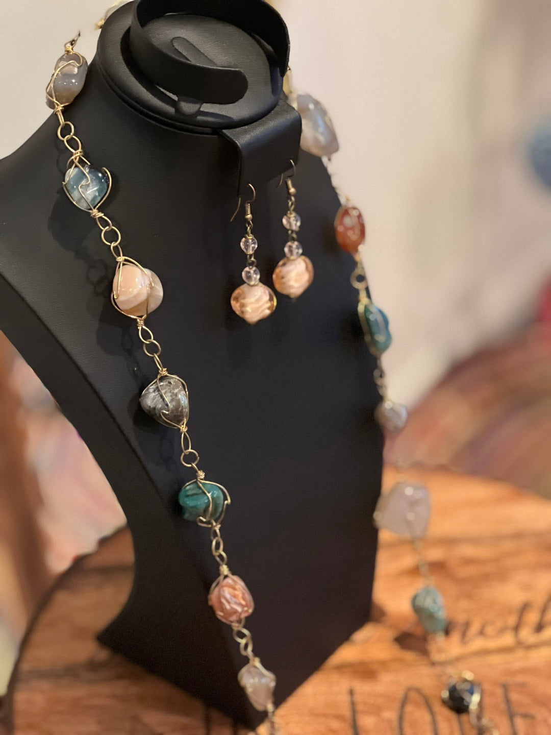 Multicolored Handcrafted African Glass Beads Long Necklace Set