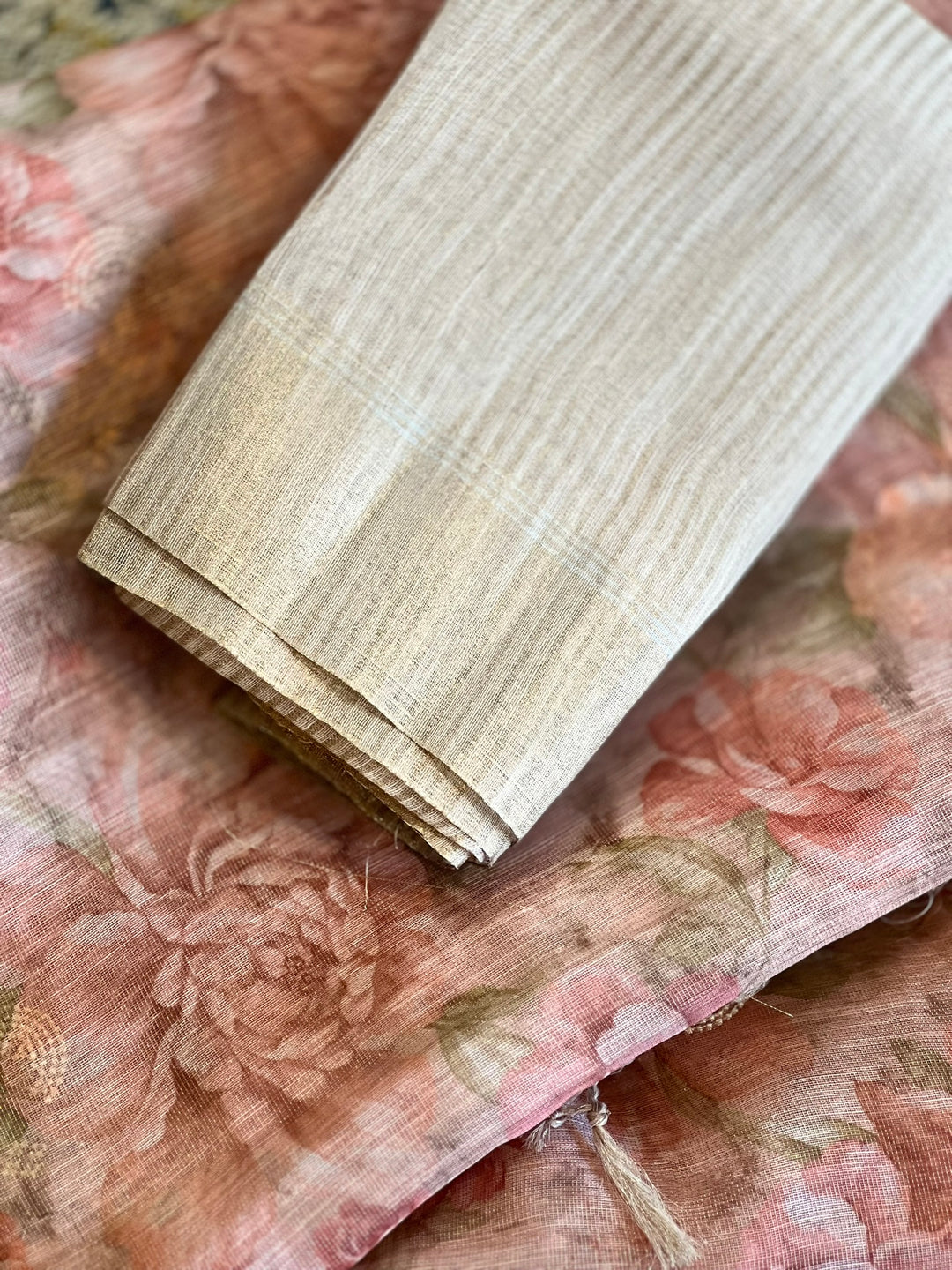 Onion Pink Floral Organza Tissue Saree