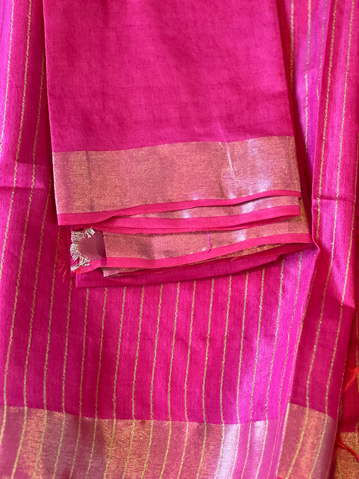 Rani Pink Tussar Silk Saree