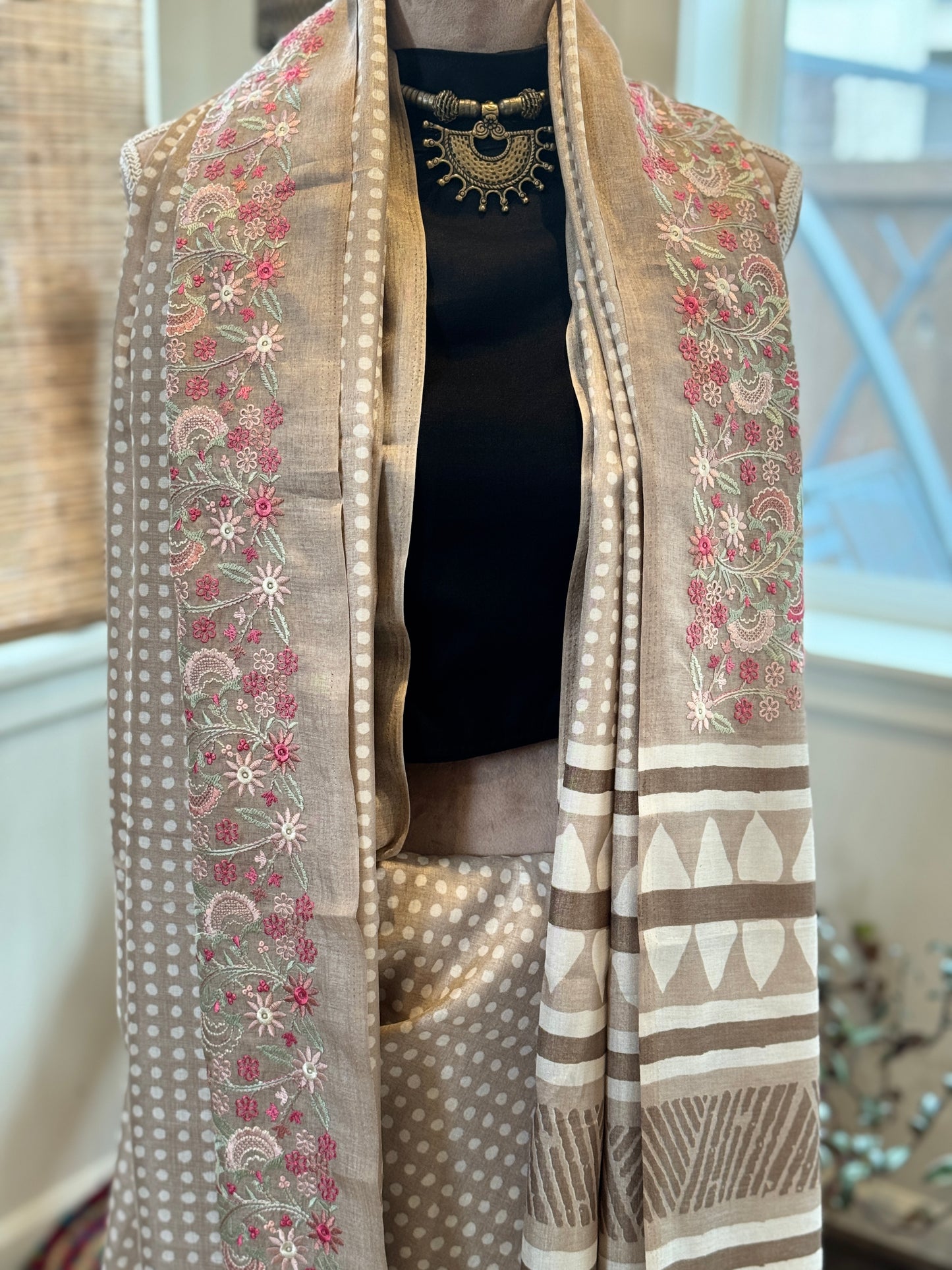 Khadi Soft Silk Saree with Embroidery