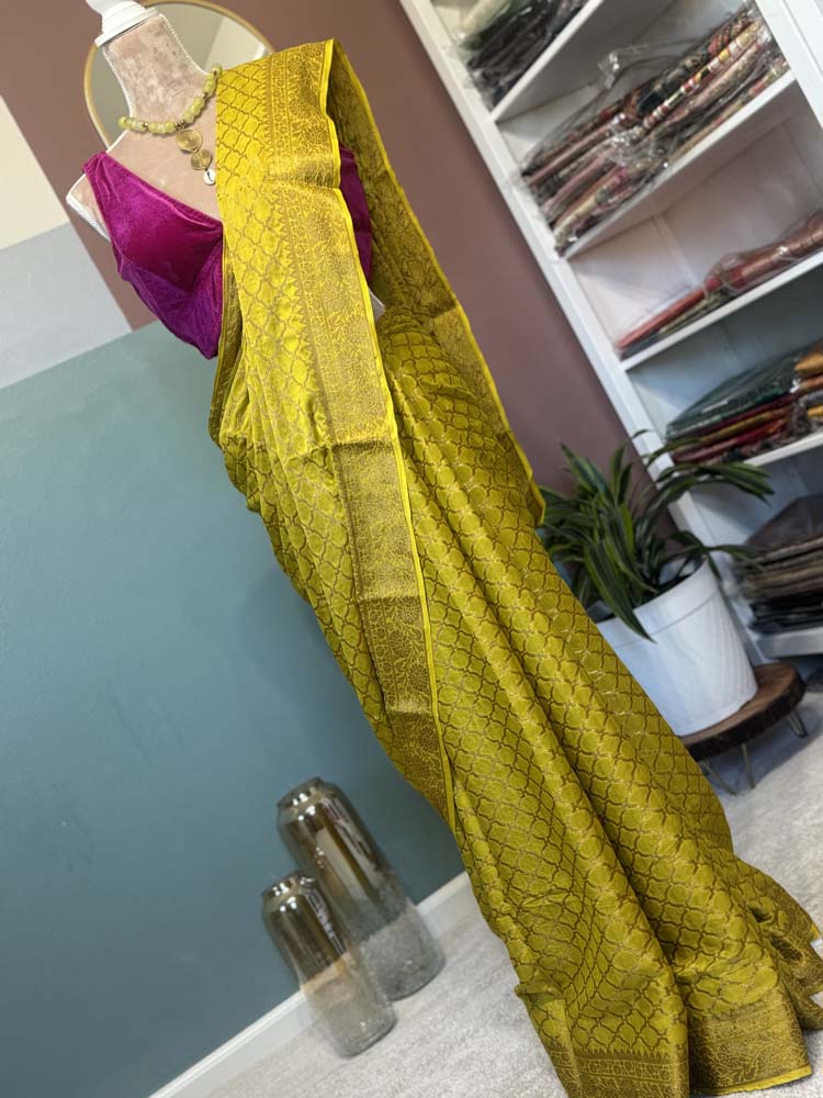 Neon Yellow Georgette Saree