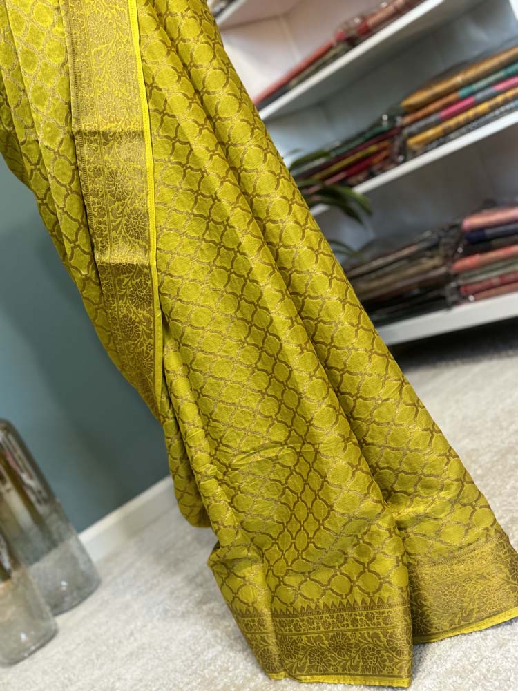 Neon Yellow Georgette Saree