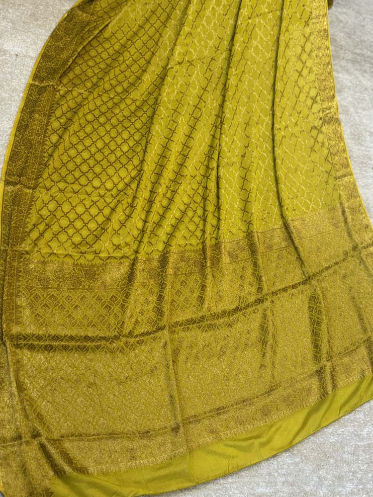 Neon Yellow Georgette Saree