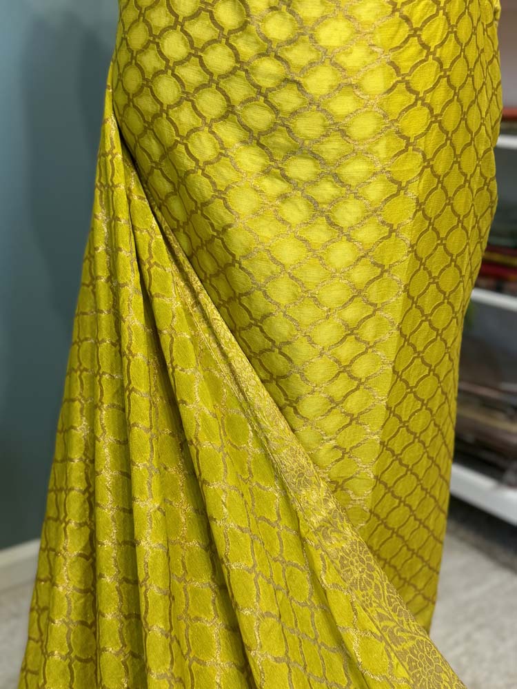 Neon Yellow Georgette Saree