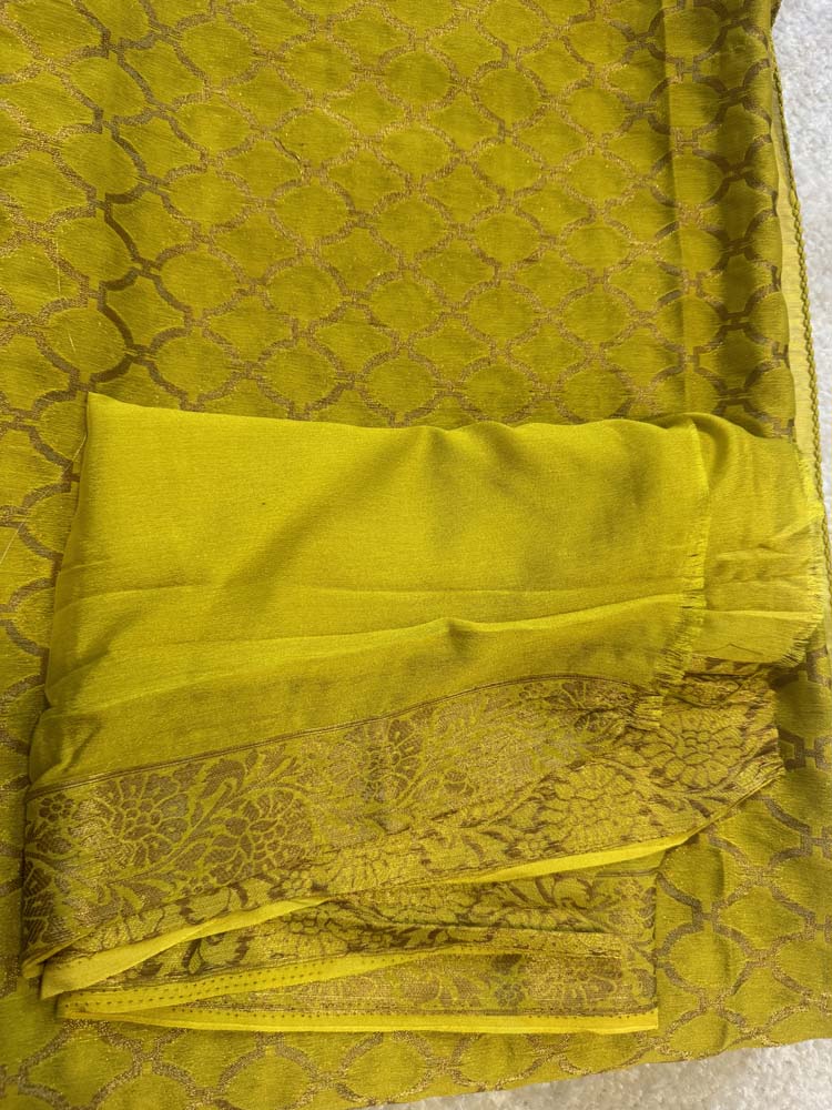 Neon Yellow Georgette Saree