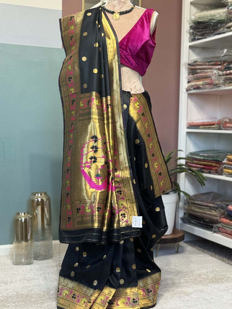 Black Paithani Soft Silk Saree