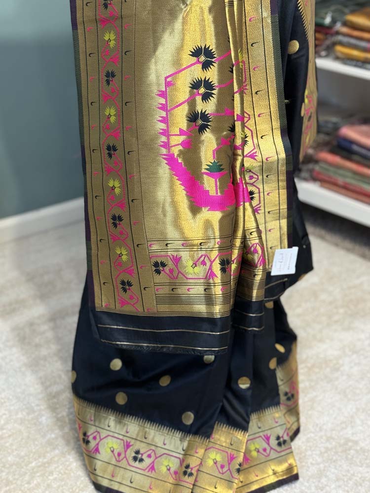 Black Paithani Soft Silk Saree