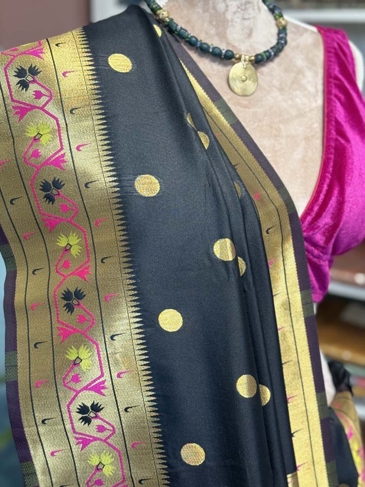 Black Paithani Soft Silk Saree