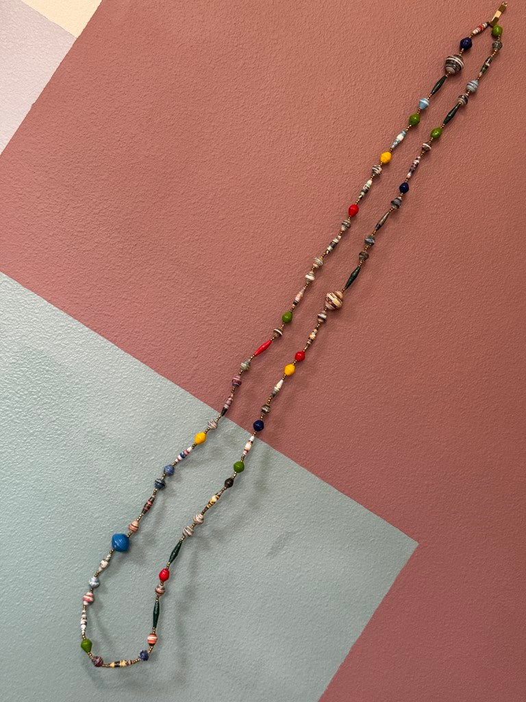 Multicolor Handcrafted Paper Beads Necklace Set