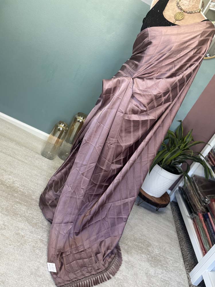 Mauve Striped Satin Saree