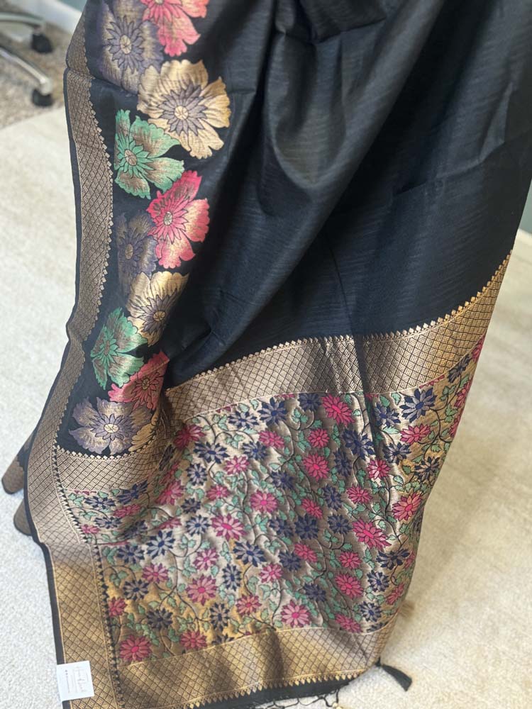 Black Gold Tussar Silk Saree